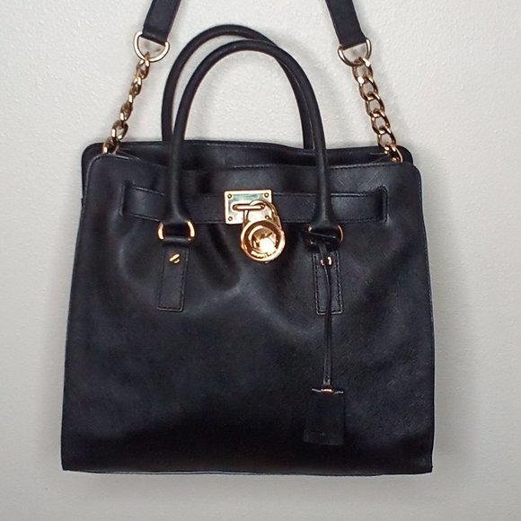 COPY - Michael kors hamelton satchel black stifano leather large. - Picture 7 of 16